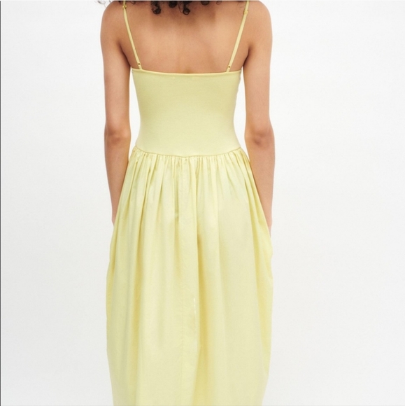Zara Combination Poplin Dress Yellow size S - Picture 2 of 11